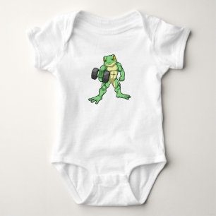 Frog at Bodybuilding with Dumbbell Baby Bodysuit