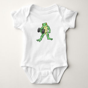 Frog at Bodybuilding with Dumbbell Baby Bodysuit