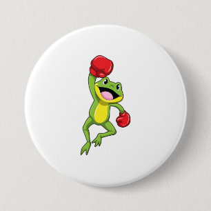Frog at Boxing with Boxing gloves 7.5 Cm Round Badge