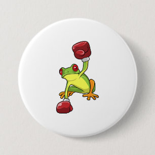 Frog at Boxing with Boxing gloves 7.5 Cm Round Badge
