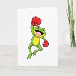 Frog at Boxing with Boxing gloves Card