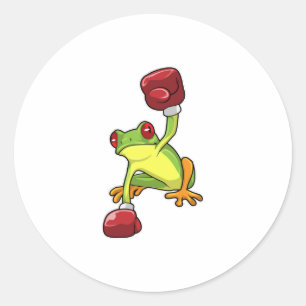 Frog at Boxing with Boxing gloves Classic Round Sticker