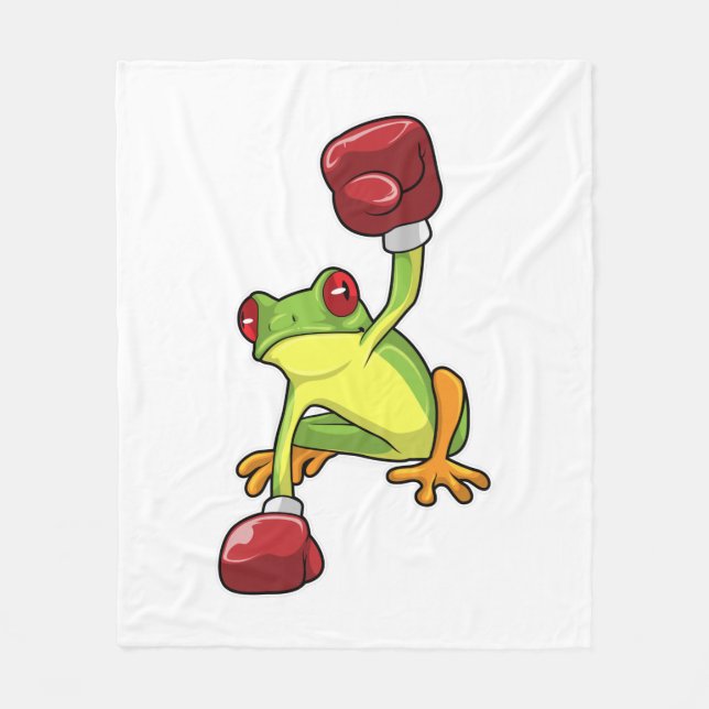 Frog at Boxing with Boxing gloves Fleece Blanket (Front)