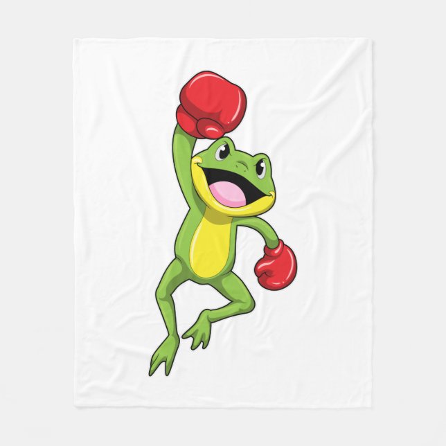 Frog at Boxing with Boxing gloves Fleece Blanket (Front)