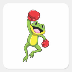 Frog at Boxing with Boxing gloves Square Sticker