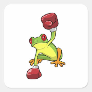 Frog at Boxing with Boxing gloves Square Sticker