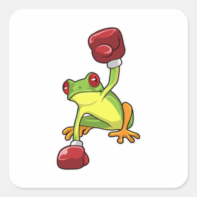 Frog at Boxing with Boxing gloves Square Sticker (Front)