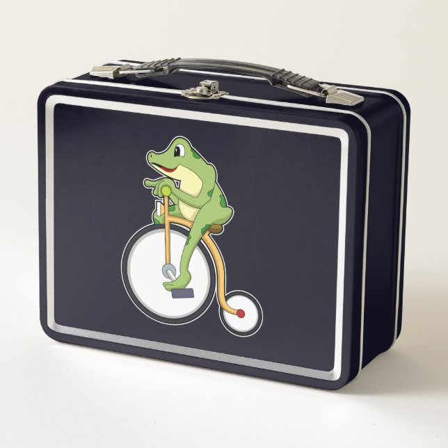 Frog at Circus with Bicycle.PNG Metal Lunch Box (Front)