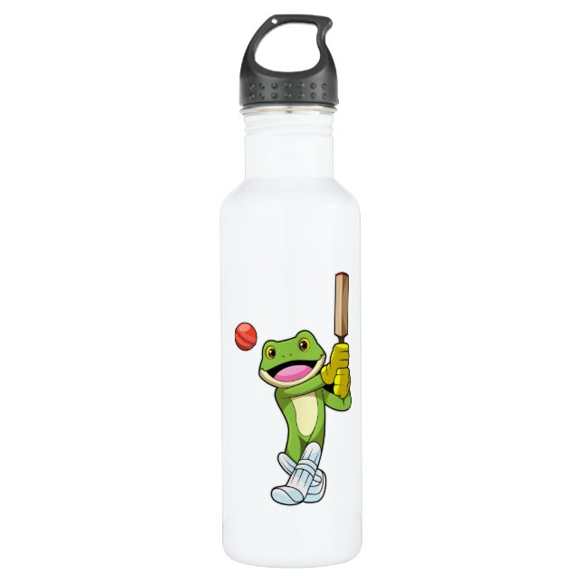 Frog at Cricket with Cricket bat 710 Ml Water Bottle (Front)