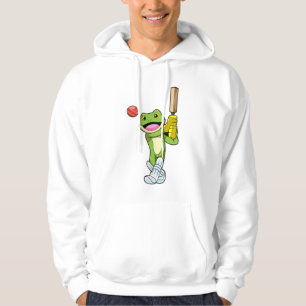 Frog at Cricket with Cricket bat Hoodie