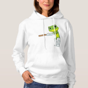 Frog at Cricket with Cricket bat Hoodie