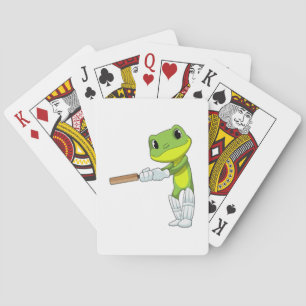 Frog at Cricket with Cricket bat Playing Cards
