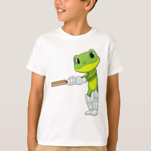 Frog at Cricket with Cricket bat T-Shirt
