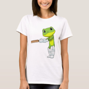 Frog at Cricket with Cricket bat T-Shirt