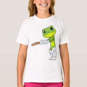 Frog at Cricket with Cricket bat T-Shirt