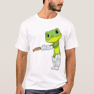 Frog at Cricket with Cricket bat T-Shirt