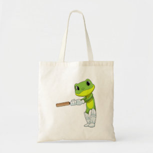 Frog at Cricket with Cricket bat Tote Bag