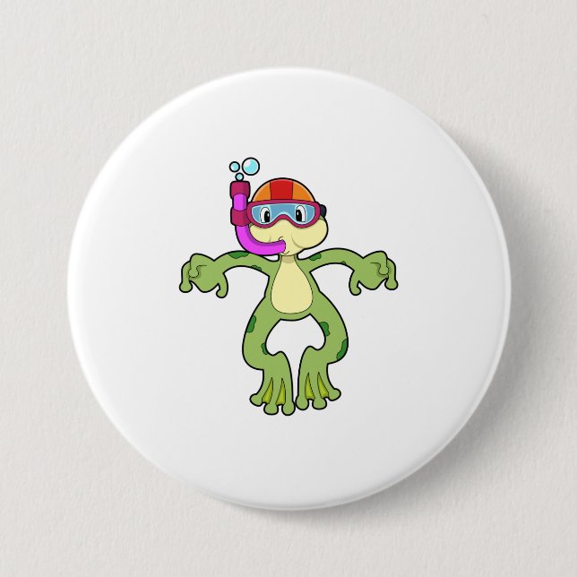 Frog at Diving with Snorkel 7.5 Cm Round Badge (Front)