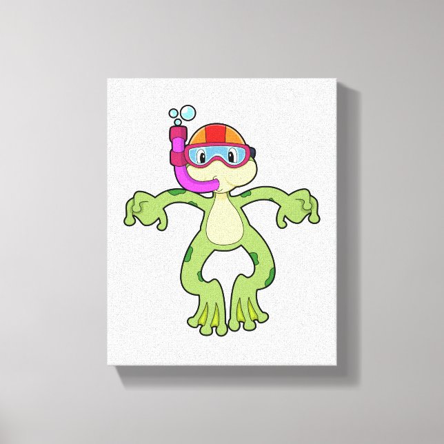 Frog at Diving with Snorkel Canvas Print (Front)
