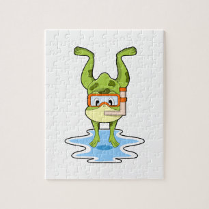 Frog at Diving with Snorkel Jigsaw Puzzle