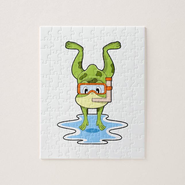 Frog at Diving with Snorkel Jigsaw Puzzle (Vertical)