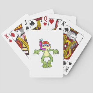 Frog at Diving with Snorkel Playing Cards