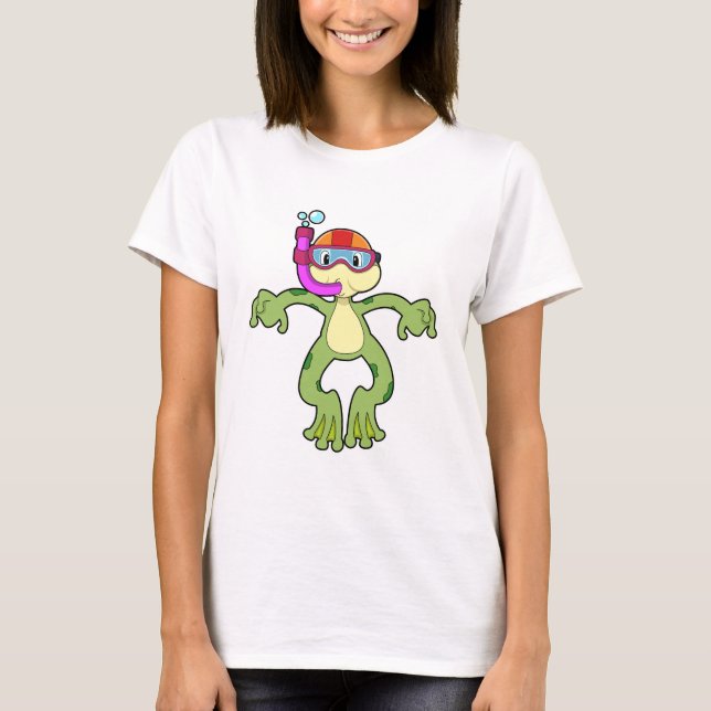 Frog at Diving with Snorkel T-Shirt (Front)