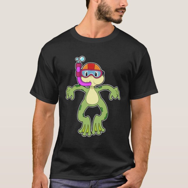 Frog at Diving with Snorkel T-Shirt (Front)