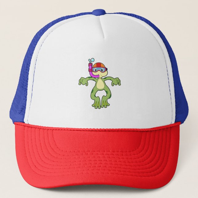 Frog at Diving with Snorkel Trucker Hat (Front)
