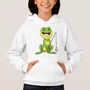 Frog at Fishing with Fishing rod