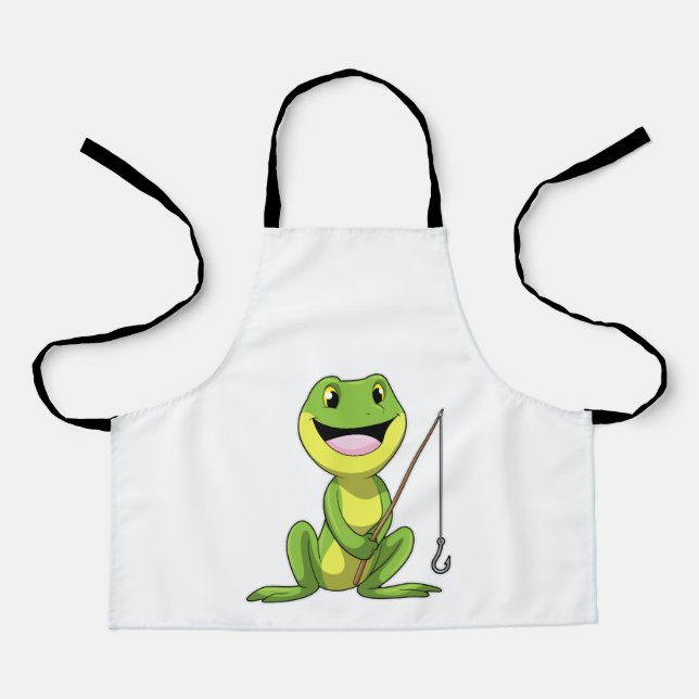 Frog at Fishing with Fishing rod Apron (Front)