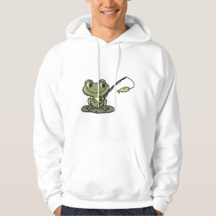 Frog at Fishing with Fishing rod Hoodie