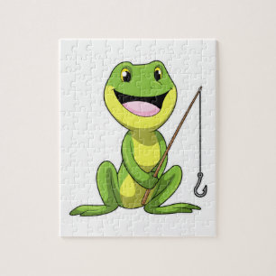 Frog at Fishing with Fishing rod Jigsaw Puzzle