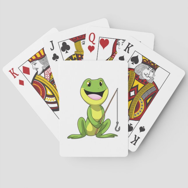 Frog at Fishing with Fishing rod Playing Cards (Back)