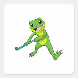 Frog at Hockey with Hockey bat Square Sticker