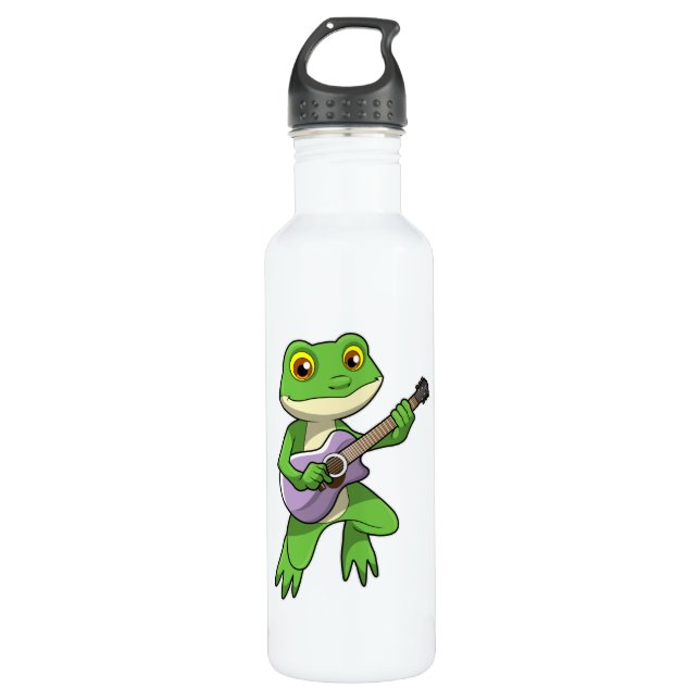 Frog at Music with Guitar 710 Ml Water Bottle (Front)