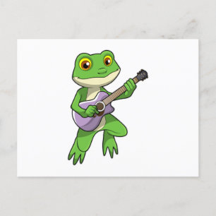 Frog at Music with Guitar Postcard