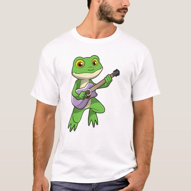 Frog at Music with Guitar T-Shirt (Front)
