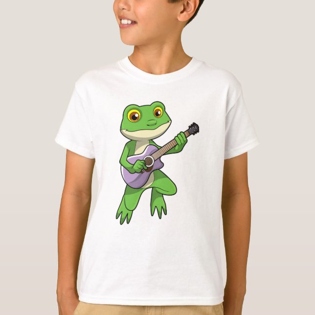 Frog at Music with Guitar T-Shirt (Front)