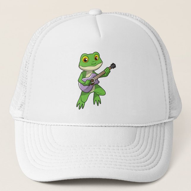 Frog at Music with Guitar Trucker Hat (Front)