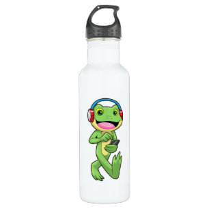 Frog at Music with Headphone 710 Ml Water Bottle