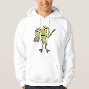 Frog at Painting with Brush & Paint Hoodie