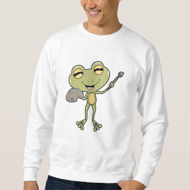 Frog at Painting with Brush & Paint Sweatshirt (Front)