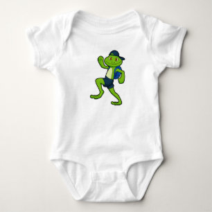 Frog at Running with Backpack & Hat Baby Bodysuit