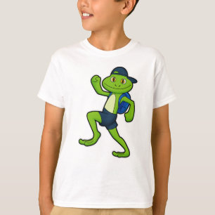 Frog at Running with Backpack & Hat T-Shirt