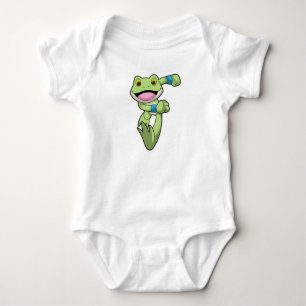 Frog at Running with Sweatband Baby Bodysuit