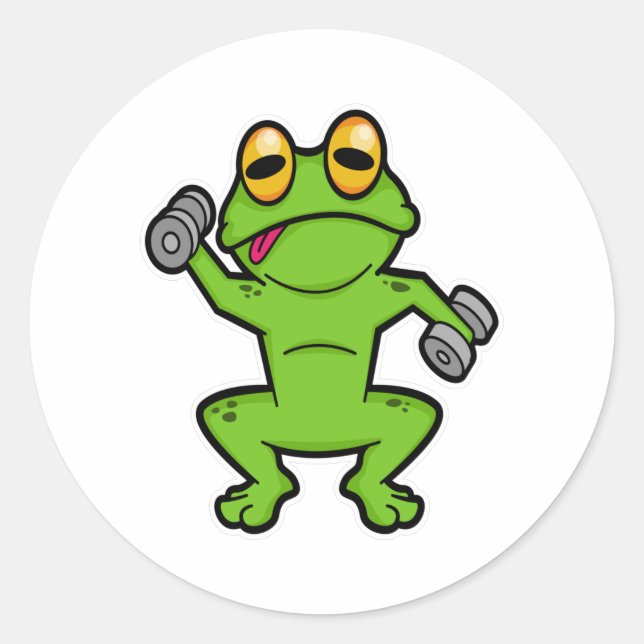 Frog at shoulder training with Dumbbells Classic Round Sticker (Front)