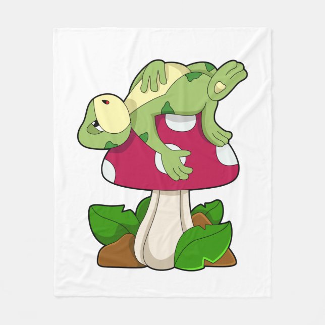 Frog at Sleeping with Mushroom Fleece Blanket (Front)