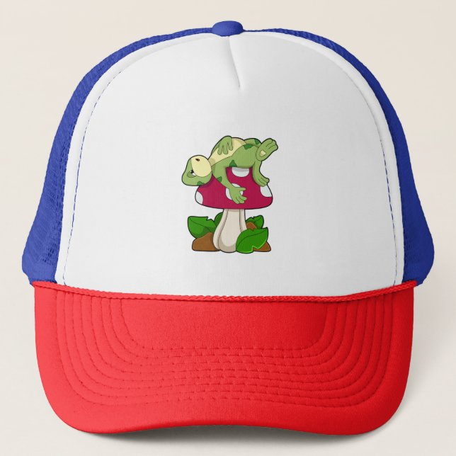 Frog at Sleeping with Mushroom Trucker Hat (Front)