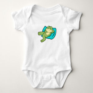 Frog at Sleeping with Pillow Baby Bodysuit